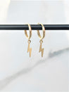 14K Gold Lightning Bolt Small Hoop Huggie Earrings - LeSilveStone