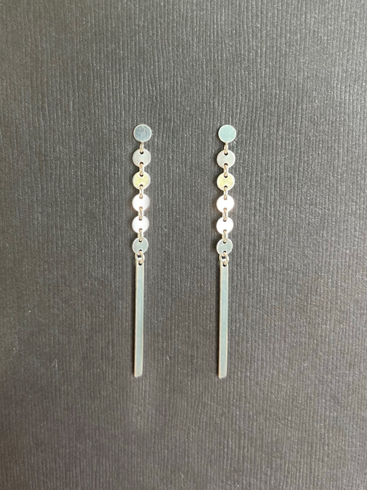 Bar Tips Drop Coin Earrings in Sterling Silver - LeSilveStone