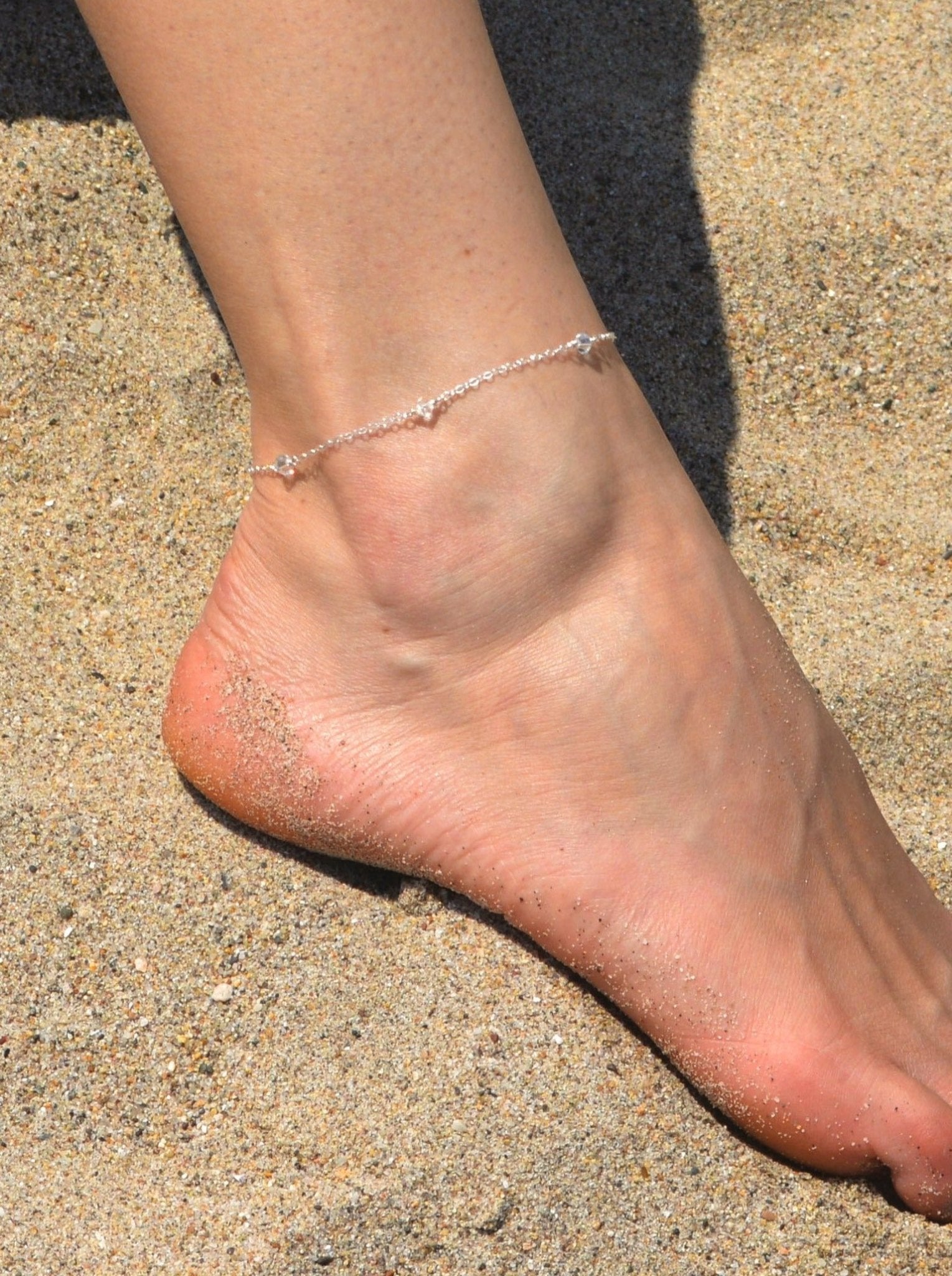 Beaded Chain Anklet with Swarovski® Crystals - LeSilveStone