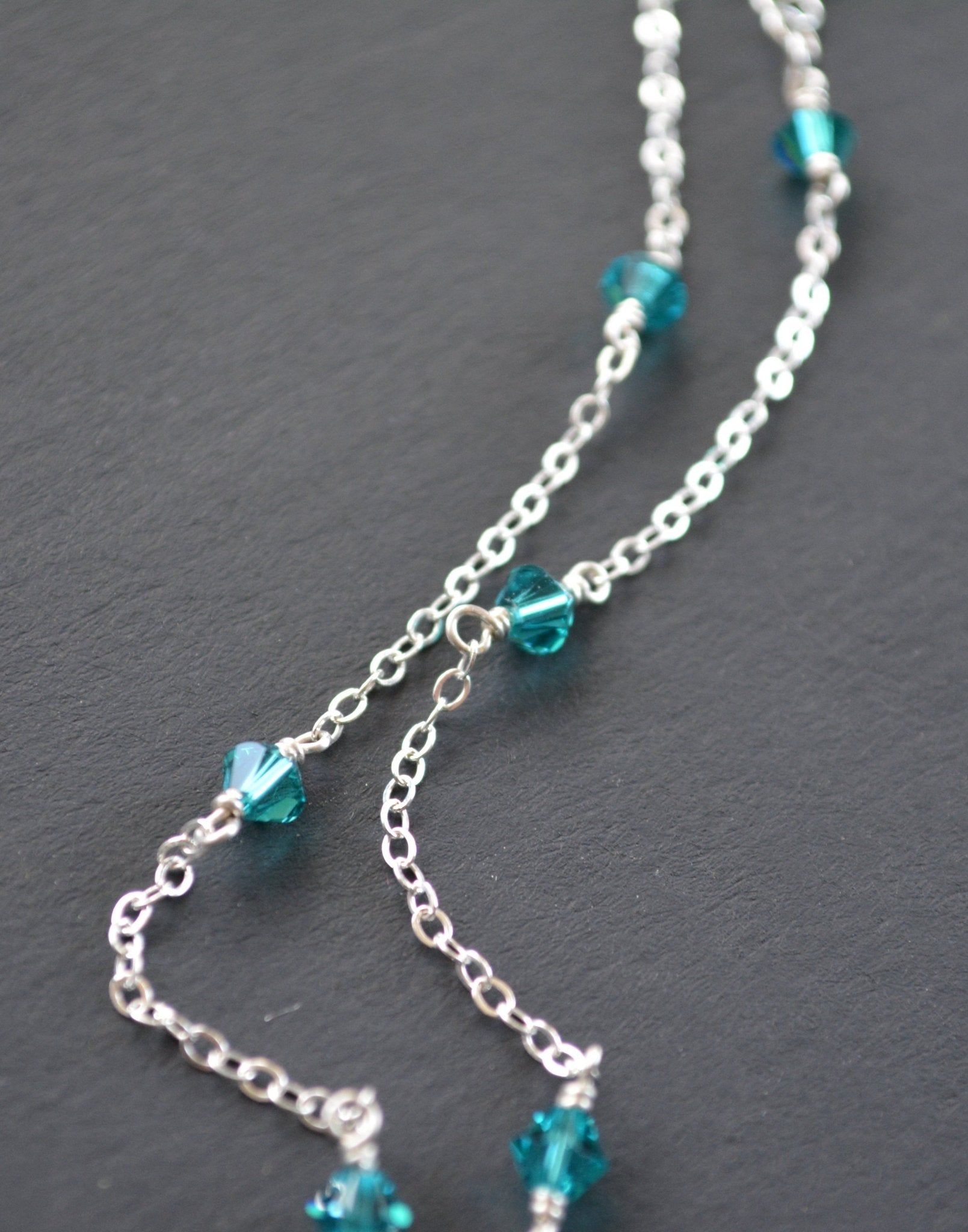 Beaded Chain Anklet with Swarovski® Crystals - LeSilveStone