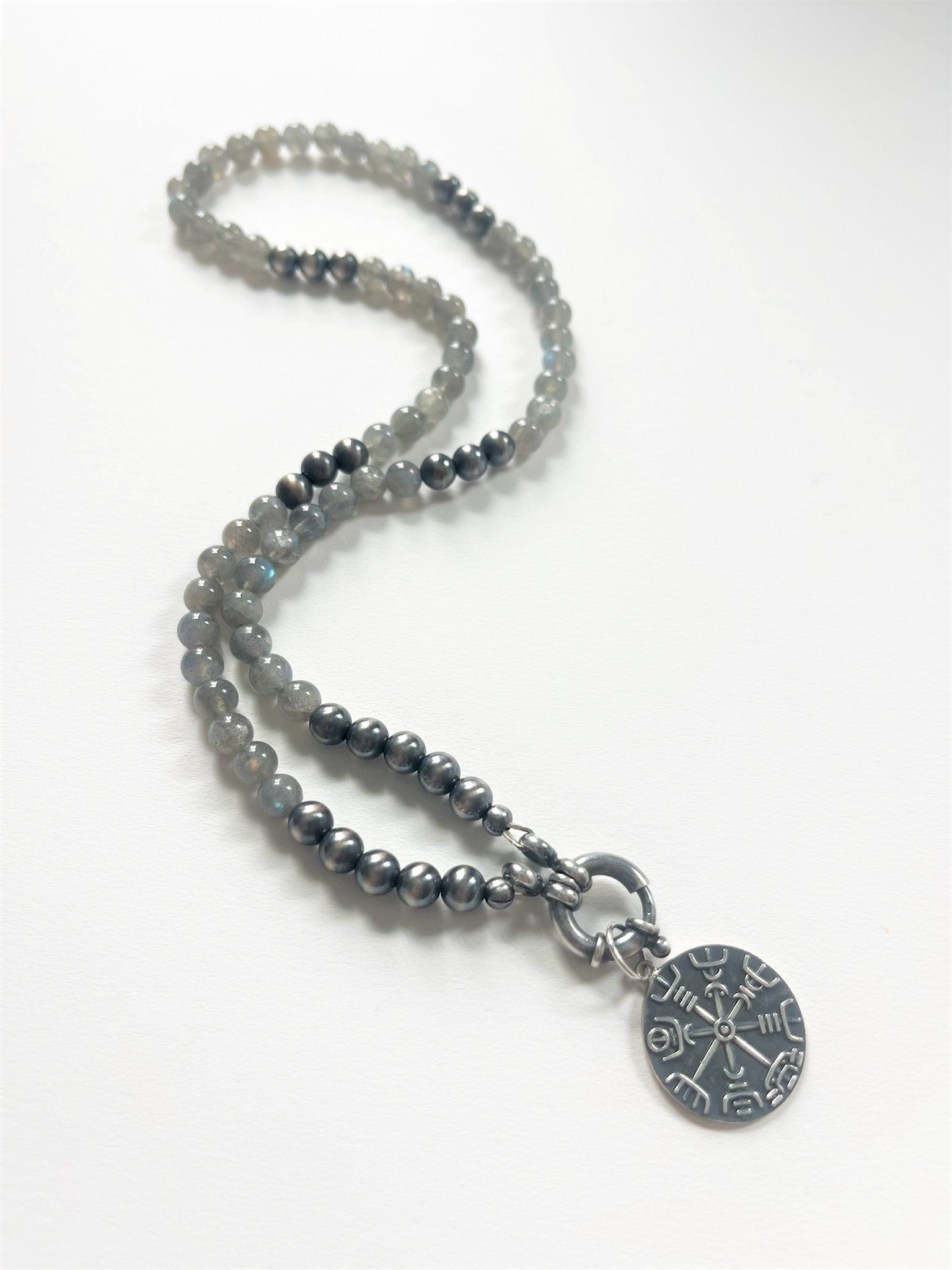 Beaded Gemstone Sterling Silver Necklace for Men - LeSilveStone