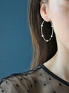 Beaded Sterling Silver Hoop Earrings - Diamond Cut - LeSilveStone