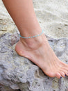 Blue Chalcedony Beaded Sterling Silver Ankle Bracelet - LeSilveStone