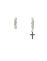 Cubic Zirconia Diamond Huggie Hoop Earrings with Tiny Cross - LeSilveStone