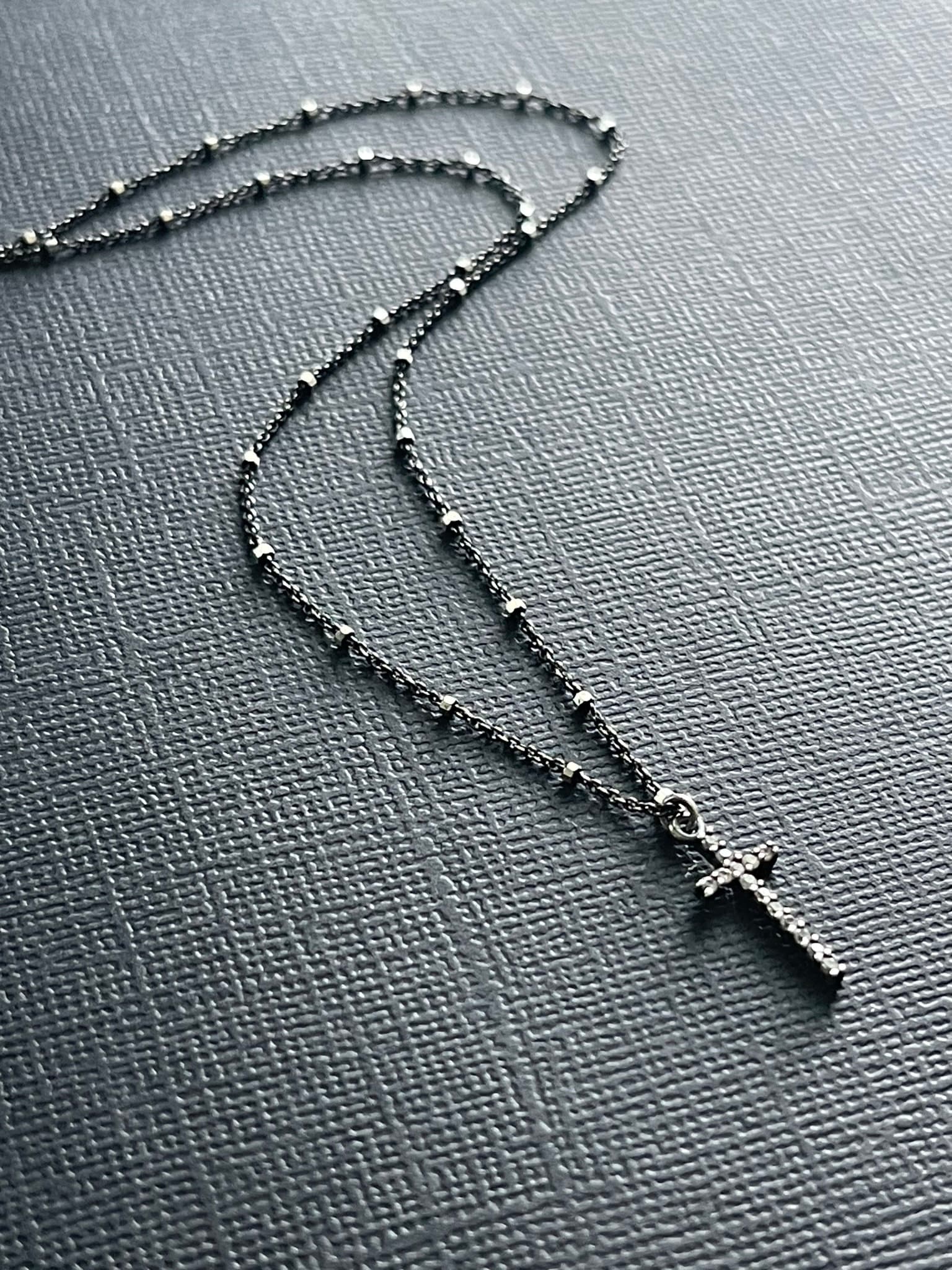 Dainty Cross Necklace with Small Cubic Zirconia Cross Pendant - LeSilveStone