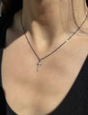 Dainty Cross Necklace with Small Cubic Zirconia Cross Pendant - LeSilveStone