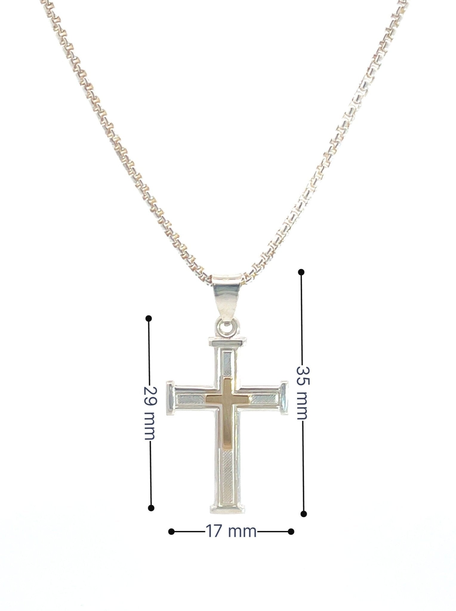 Devotion Cross Pendant Necklace in Sterling Silver & 14K Gold - LeSilveStone