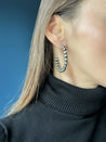 Large Navajo Pearls Sterling Silver Hoop Earrings - LeSilveStone