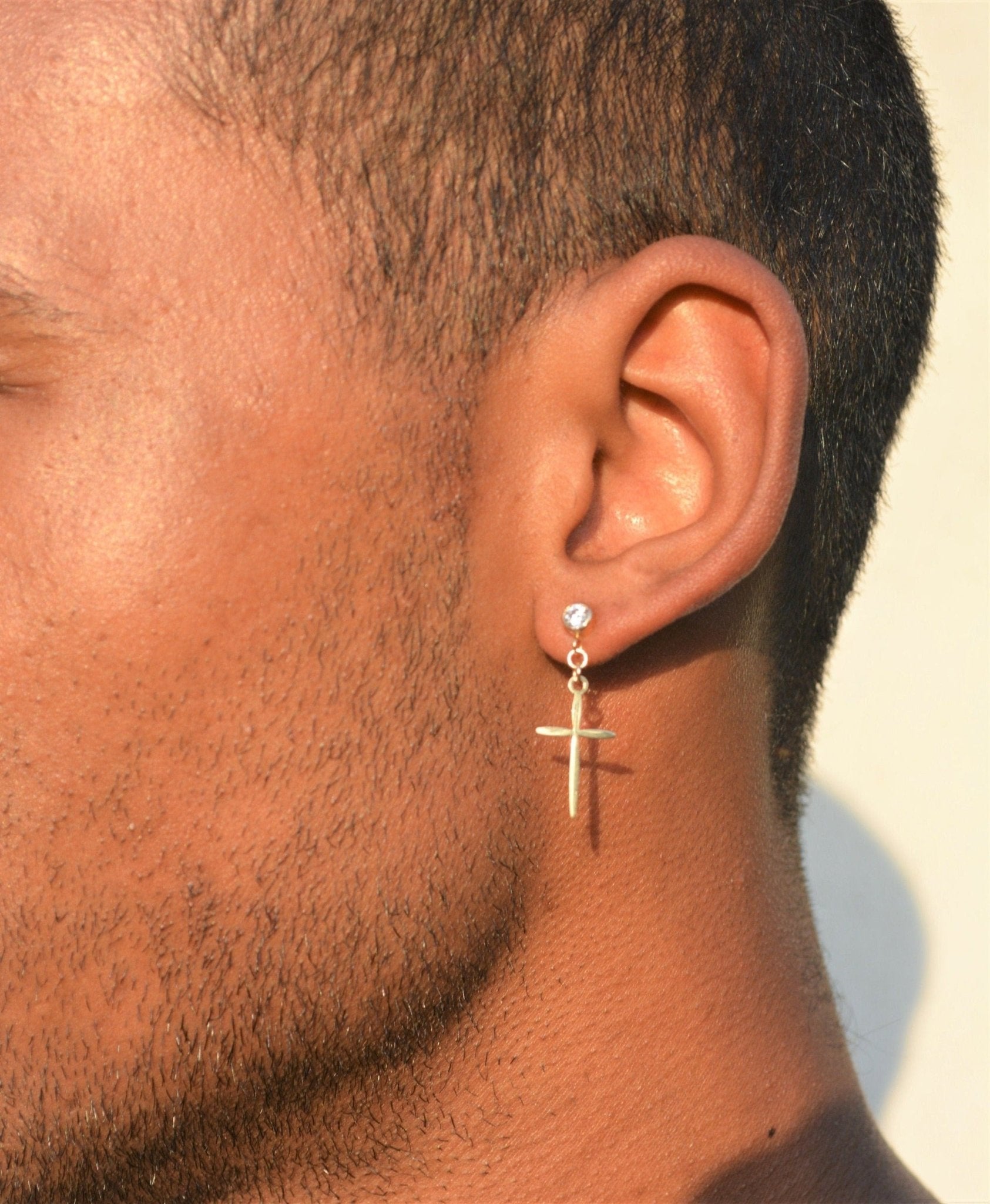 Men's Clip Gold Steel Drop Down Cross Earrings | Konga Online Shopping