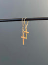 Men's Dangle 14K Gold Earrings with Rope Accent Cross - LeSilveStone