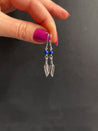 Men's Sterling Silver Dangle Feather Earrings with Gemstones - LeSilveStone