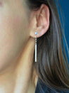 Mismatched Long Dangle Chain Earrings Silver Bar Tips - LeSilveStone