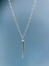 Oxidized Sterling Silver Edged Spike Pendant Necklace - LeSilveStone