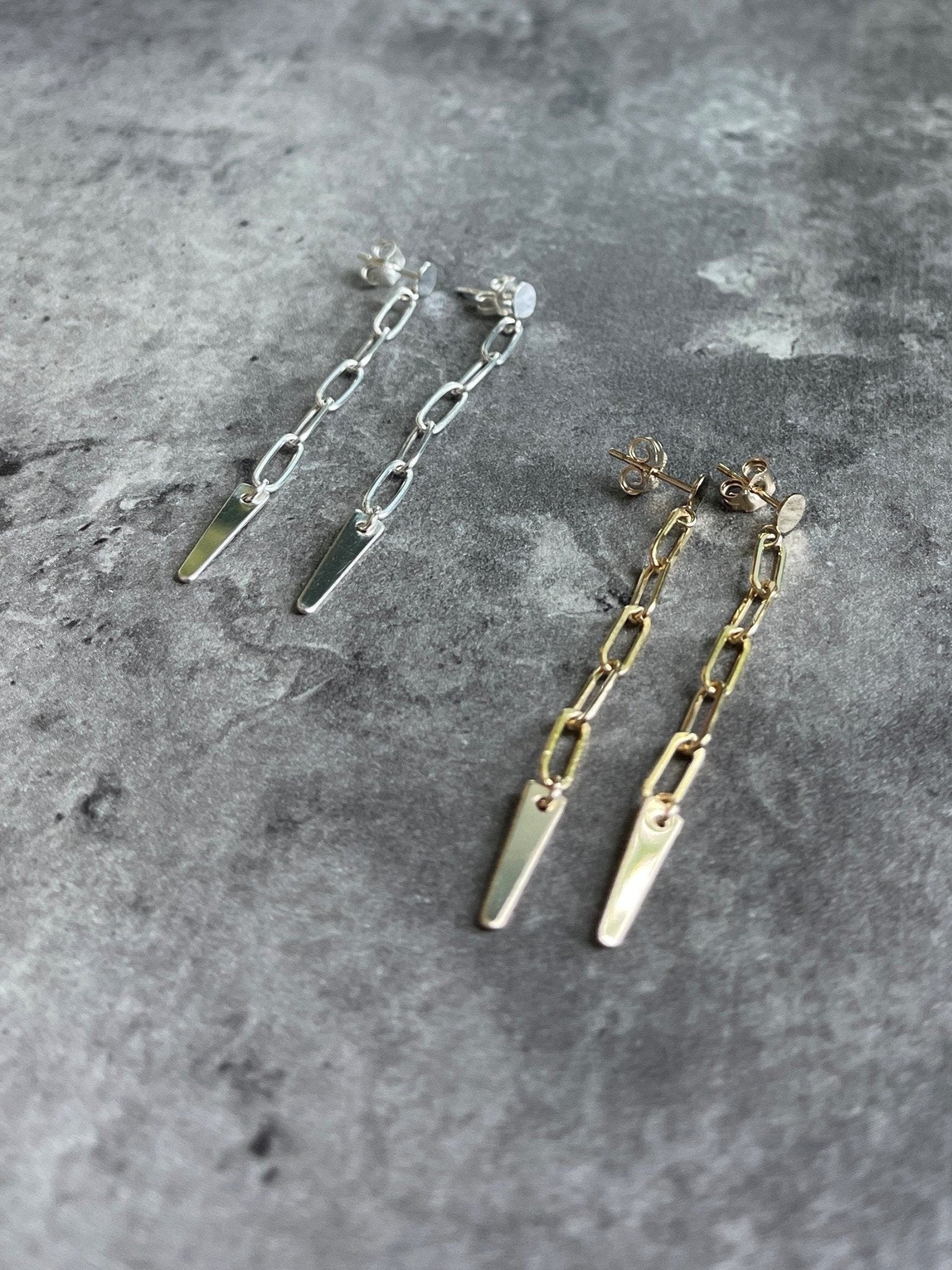 Paperclip Chain Earrings with Spike Charm - LeSilveStone