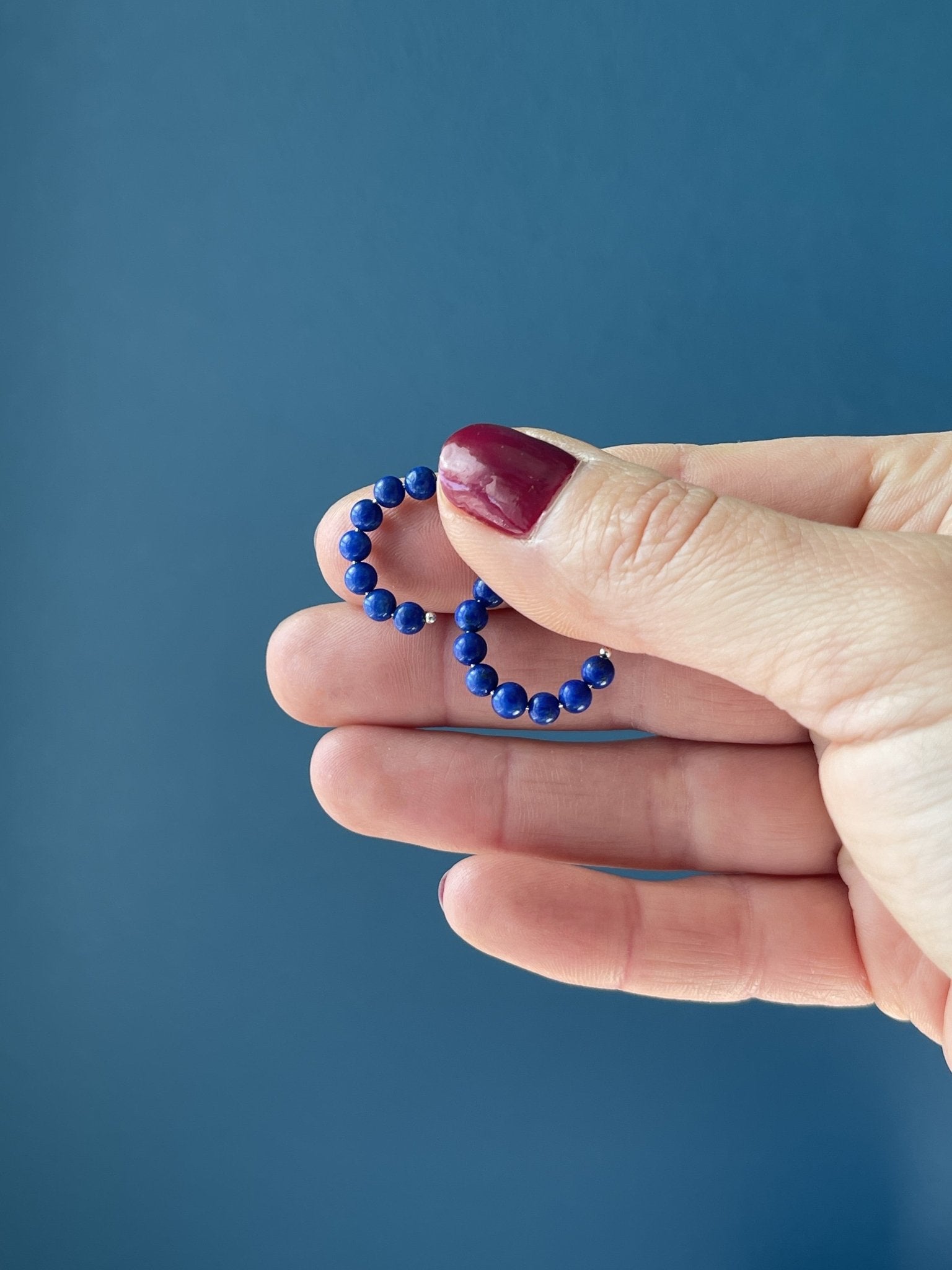 Small Lapis Lazuli Sterling Silver Hoop Earrings - LeSilveStone