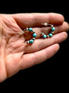 Small Turquoise & Navajo Pearls Sterling Silver Hoop Earrings - LeSilveStone