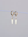 White Topaz 14k Gold Dangle Huggie Earrings for Men - LeSilveStone